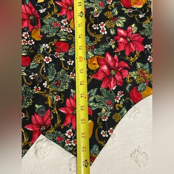 Vintage Nutcracker Christmas Holiday Vest Black Red Flower Cottagecore Ugly Xmas - Picture 6 of 7